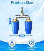 Dual Turbo Nozzle Pressure Washer, Power Washer 360° Rotating Turbo Nozzle, Twin Pressure Washer Tip with 1/4" Quick Connect, 4800 PSI, 4-6 GPM, 2.0 Orifice - Image 5