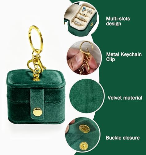 Ring Bearer Pillow Box for Dog Collar, Velvet Wedding Mini Ring Holder Pouch for Pet, Travel Ring Earrings Storage Box for Proposal Engagement Wedding Ceremony Party (Green) - Image 3