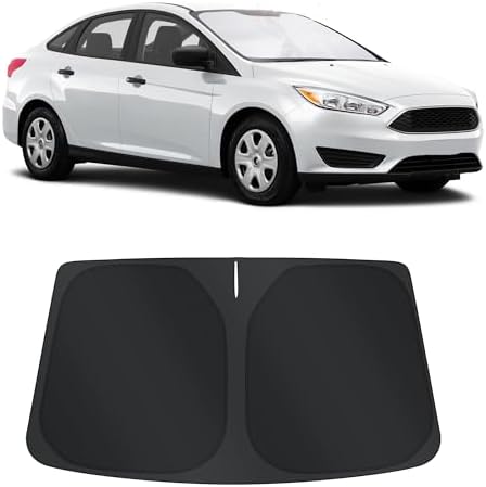 TINGLU Sun Shade for Ford Focus Hatchback 2012-2018 Accessories Windshield Sun Shade Window Shade UV Rays Protection Sun Visor Cover with Steering Wheel Sunshade Storage Bag by TINGLU