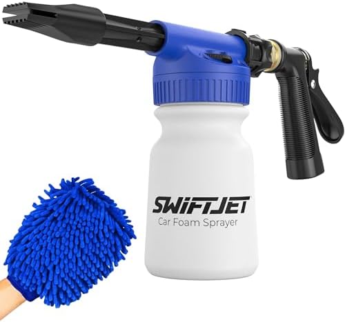SwiftJet Car Wash Foam Gun + Wash Mitt - Works with Any Soap & Garden Hose by SwiftJet