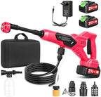 Cordless Pressure Washer, 80Bar/1160PSI Battery Power Washer Gun with 6-Nozzle & 2*3.0Ah Battery, Portable Car Washing Kit, High Pressure Jet Wash for Patio, Driveway, Pet, Garden, and Home Cleaning by Papasbox