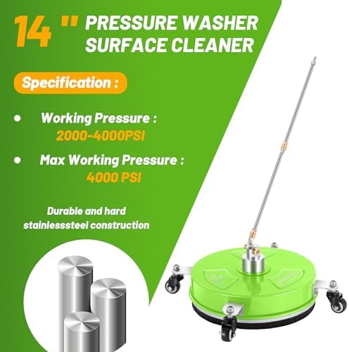 LidoDola 14'' Pressure Washer Surface Cleaner Green, Power Washer Accessory - Image 3