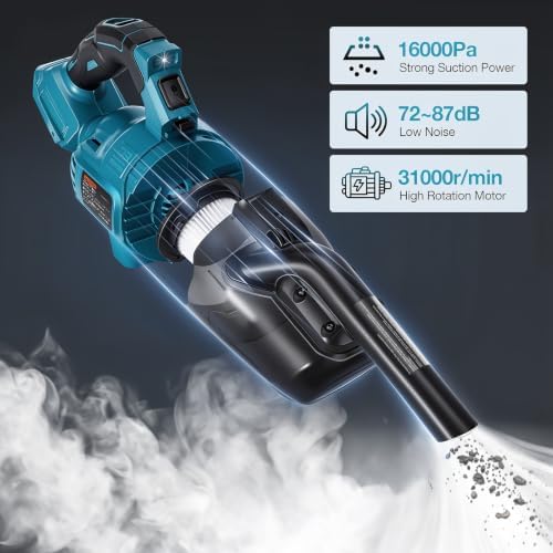 Handheld Cordless Vacuum Cleaner Compatible with Makita 18V Battery, Portable Wireless Power Vacuum Cleaner, 4 Multi Nozzle, 2 HEPA Filter, Lightweigt Vacuum for Home Pet Hair, Car(Tool Only) - Image 3