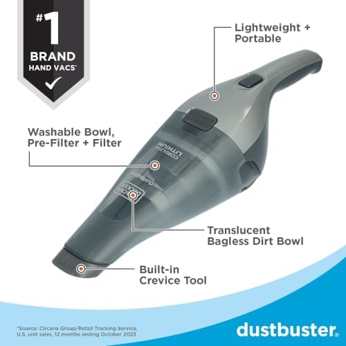 BLACK+DECKER dustbuster Handheld Vacuum, 8V Cordless, Hand Vacuum for Quick Cleanup with Crevice Tool and Washable Filter (HNVC220BCZ01) - Image 3