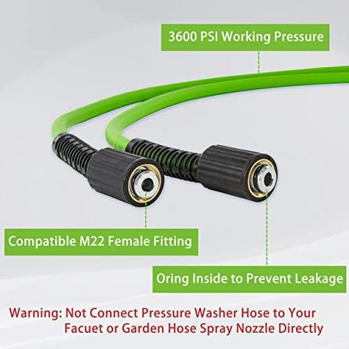 PWACCS Pressure Washer Hose, 50 FT x 1/4", 3600 PSI, M22 Fittings - Image 6