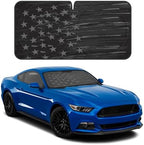 Motor Trend USA Vintage Flag Car Windshield Sun Shade for Front Window, Foldable Car Sun Shade with Patriotic Graphic, Collapsible Sun Visor Sunshade for Cars Windshield (Medium, 65 x 33 inches) by MotorTrend