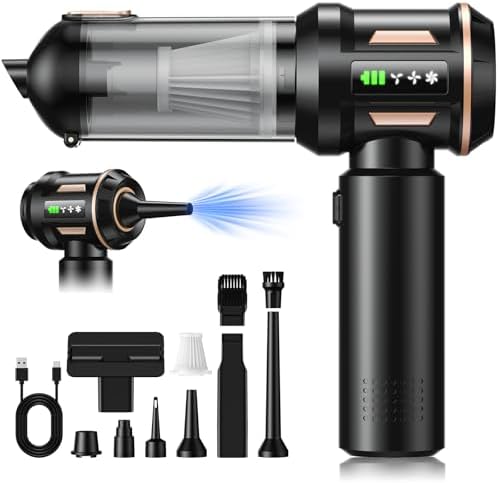 28000Pa Cordless Handheld Vacuum Cleaner, 4-in-1 100W Brushless Motor Car Vacuum with 6000mAh Battery & LCD Display, LED Light & Multi-Nozzles for Car, Home, Office, Pet Hair by Unknown