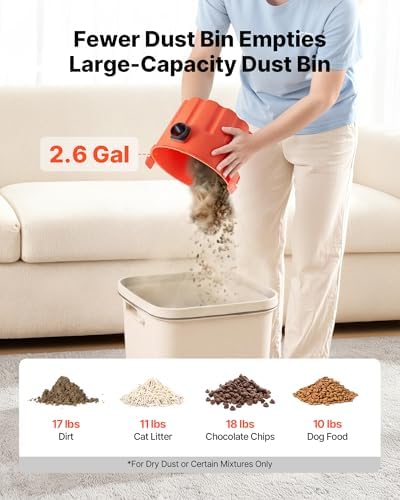 VEVOR Dry Vacuum Cleaner, 2.6 Gallon 2.5 Peak HP Portable Shop Vac with 800W Input Power, Various Nozzles, 1.25in Diameter x 4ft Hose, 9.2ft Cord for Home, Garage, Jobsite, Workshop, Black Orange - Image 5