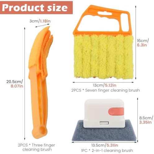 5Pcs Window Blind Cleaning Set, Washable 7 Fingers Duster Brush - Image 4