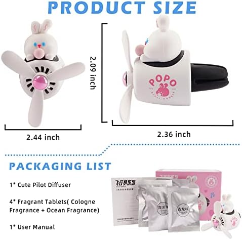 Car Air Freshener Cute Cartoon Rabbit Pilot Car Diffuser Rotating Propeller Automotive Air Outlet Fan Creative Car Perfume Decoration Cool Car Accessories - Image 4