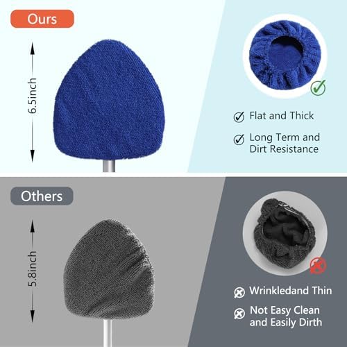 7 Pack Upgrade Car Windshield Cleaner Tool Bonnets, Microfiber Cloths for Inside Windshield Cleaning Tool Pads, Interior Windshield Cleaner Tool Replaceable Cleaning Bonnets, Fit 6.5”, Blue - Image 5