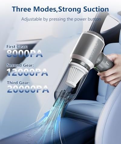 Handheld Cordless Professional 4-in-1 Car Vacuum Cleaner with Digital Display, 20000Pa Powerful Handheld Vacuum, Portable Cordless Vacuum with Brushless Motor & Crevice Tool for Car Home Office Pet - Image 2