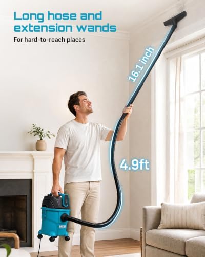Seesii Wheeled Wet Dry Shop Vac, 2.5 Gal 3-Stage Filtration Vacuum Cleaner - Image 5
