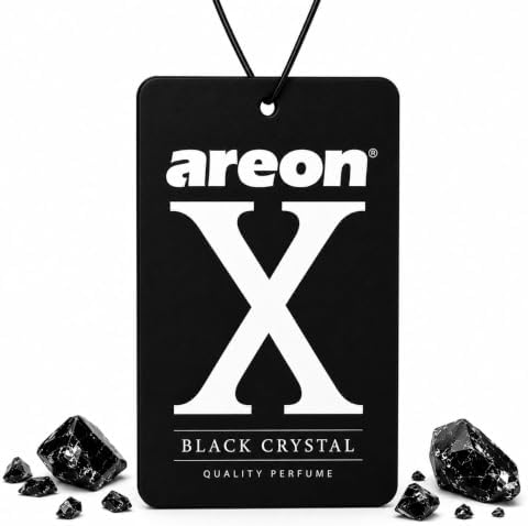AREON X XV02 Hanging Best Car Air Freshener Black Crystal Scent, Paper Hanging Ornaments, Long Lasting Scent for Car or Home 12 Pack by AREON