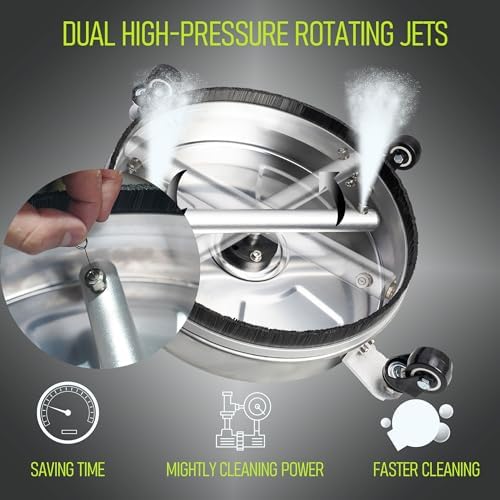 Hourleey 24" Pressure Washer Surface Cleaner with Dual Handles, Stainless Steel Surface Cleaner with 4 Wheels for Driveways, Pathway, Sidewalks, Patios, Decks, 4500 PSI with 3/8" Quick Connector Kit - Image 5
