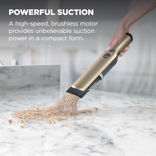 Shark WANDVAC Cordless Hand Vacuum, Lightweight & Portable at 1.4 lbs., Powerful Suction, Charging Dock, One-Touch Empty for Car & Home, French Gold, WV201GD - Image 5