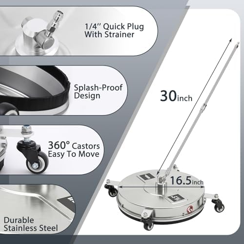 Dalmbox 16.5" Pressure Washer Surface Cleaner, 4-Wheel, 1/4” Quick Connect - Image 2