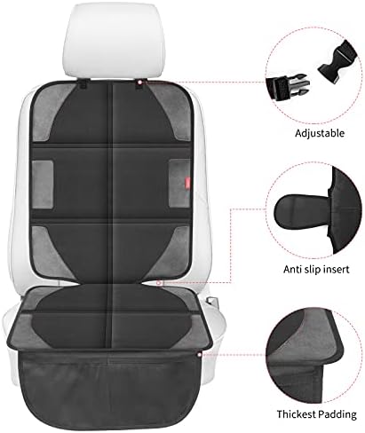 Car Seat Protector with Thickest Padding,Waterproof 600D with Storage Pockets,Non-Slip Pets Fabric Child Baby Cover Leather Reinforced Vehicle Seat 1 Pack (Black) - Image 4