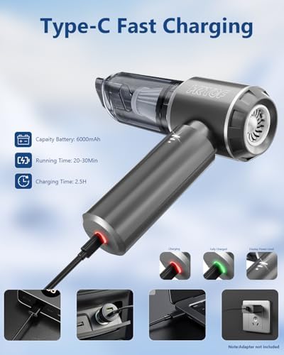 Handheld Cordless Professional 4-in-1 Car Vacuum Cleaner with Digital Display, 20000Pa Powerful Handheld Vacuum, Portable Cordless Vacuum with Brushless Motor & Crevice Tool for Car Home Office Pet - Image 7