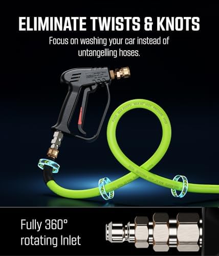 McKillans® Short Pressure Washer Gun with Swivel - High Pressure Water Handle with 3/8" Male Plug and 1/4” Quick Connector Coupler - Power Washer Gun Compatible with Foam Cannon - Car Wash Foam Gun - Image 3