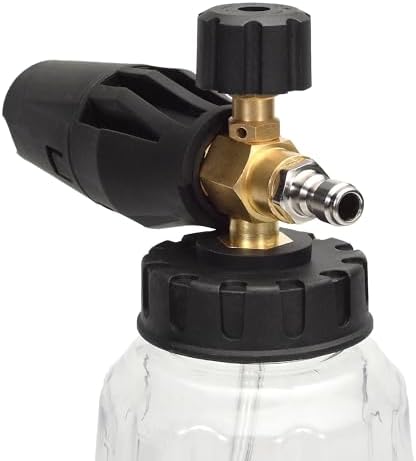 Professional Foam Cannon for Pressure Washer – Wide Mouth Snow Foam Lance with Adjustable Spray Pattern – Heavy Duty Car Wash Soap Dispenser – 1/4" Quick Connector (Clear, 1 Liter) - Image 4