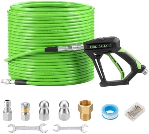 Tool Daily Sewer Jetter Kit for Pressure Washer 150 FT, Power Washer Gun by ToolDaily