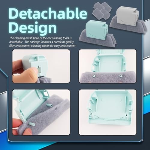 2PCS New Magic Window Track Cleaner Tool,Non-slip Car Window Sill Cleaner Tool with Detachable Design,Versatile Car Windows Track Cleaning Tools for Cars Air Vents - Image 5