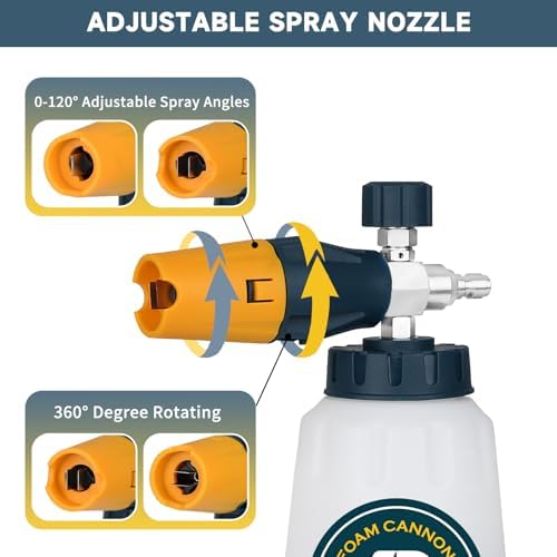 Sooprinse Foam Cannon with 1/4 Inch Quick Connector, Heavy Duty Car Foam Blaster Wide Neck Adjustable Snow Foam Lance for Pressure Washer, 1 Liter - Image 2