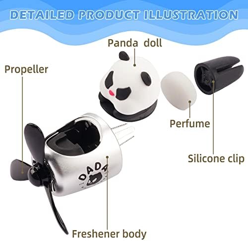 Car Air Freshener Cute Cartoon Panda Bear Pilot Car Diffuser Rotating Propeller Automotive Air Outlet Fan Creative Car Perfume Decoration Cool Car Accessories - Image 2