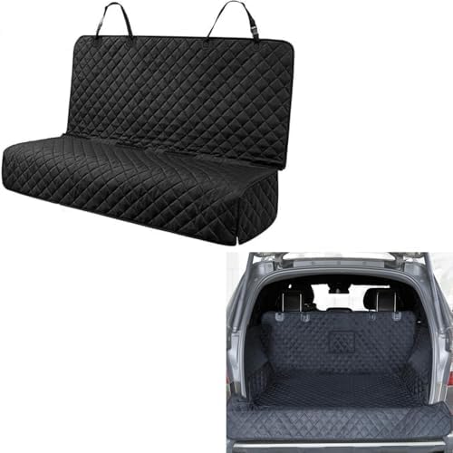 PETICON Dog Car Seat Cover and Cargo Liner, Nonslip Durable Pet Back Seat Bench Cover and Waterproof Pet Cargo Cover for Cars, Trucks, SUVs, Jeep, Bundle by PETICON