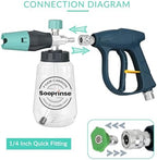 Sooprinse Short Pressure Washer Gun with Foam Cannon, High Pressure Washer Gun Snow Foam Lance with 1/4 Inch Quick Connector, 5 Nozzle Tips with Car Wash Mitt, 3000 PSI, 1 Liter - Image 5