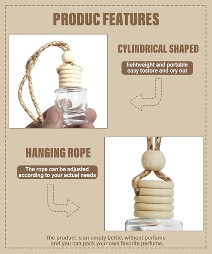 ESEWALAS 10Pcs Hanging Car Air Freshener,8ml Car Hanging Diffuser,Empty Glass Perfume Bottles Oil Diffuser Perfume Aromatherapy Pendant Bottle,Air Freshener Diffuser Bottle Pendant - Image 4
