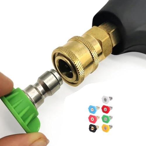 7 Nozzle Tips Set with Holder, 1/4 Inch Universal Connector, Car Washer Accessories, Cordless Portable Washer mini Car Washer - Image 5