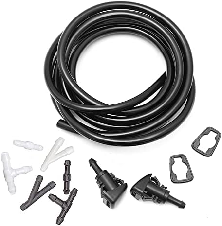 4805742AC Windshield Washer Nozzles Kit for 09-24 Dodge RAM 1500-5500 Jeep Patriot Compass Replaces OEM # 4805742AB, 5116079AA Wiper Spray Washer Jet with 3-meter Fluid Hose and 6 Connectors by YIENAKFUNAutoPart