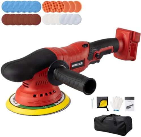Polisher for Car Detailing to 5500Rpm (Red, Upgraded Version) by LotaToolsPremiumSelection