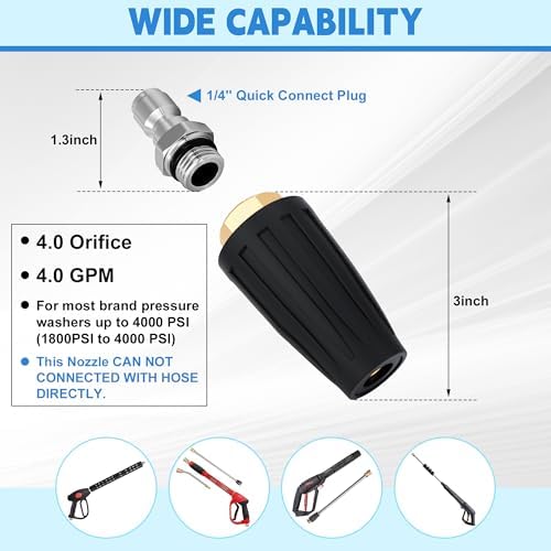 Yupjlia Turbo Nozzle Pressure Washer Tips, 4000 PSI Max, 360° Rotating - Image 4