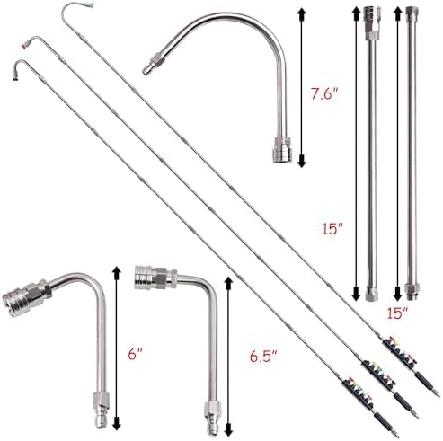 Xiny Tool Pressure Washer Extension Wand, 10 Pack Power Washer Lance with 6 Atomization Nozzle Tips,1 Gutter Cleaner Attachment Curved Rod, 1/4" Quick Connect, 4000 PSI - Image 2