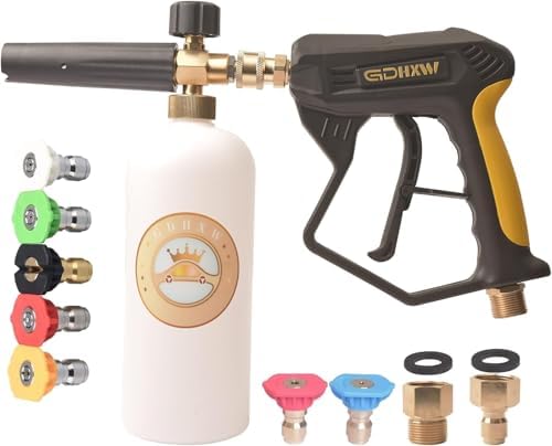 GDHXW X-887 High Pressure Washer Gun with Foam Cannon 2 Adapter 7 Pressure Washer Nozzles,for Car Washing by GDHXW