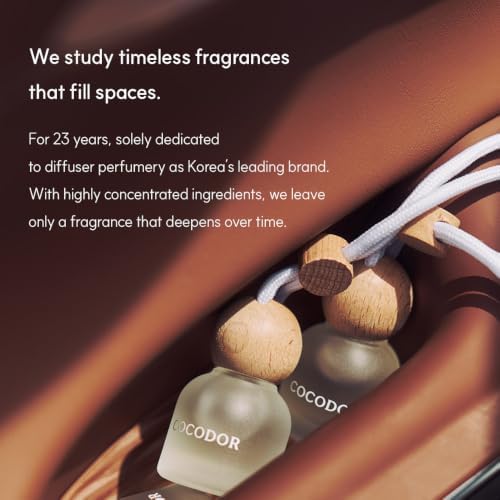 COCODOR Car Air Freshener Diffuser Set with Wooden Caps/Black Cherry /0.34 oz/2 Pack/Hanging Essential Oil Long Lasting Fragrance Pendants for Car Decor - Image 3