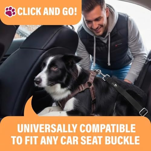 Active Pets Black Car Seat Belt for Dogs 2 Pack, Attaches to Harness & Collar, Adjusts 18" - 24" Safety & Comfort Travel Restraint System Fits Small - Large Pups, Seatbelt Pet Supplies & Accessories - Image 2