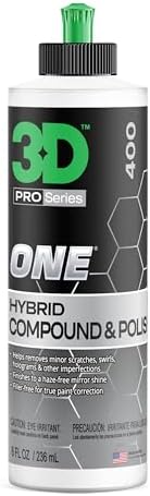 3D One Car Scratch & Swirl Remover Hybrid Rubbing Compound & Polish Buffing Compound for True Paint Correction 8oz Made in USA by 3DCarCare