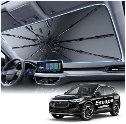 2026 Upgraded Windshield Sun Shade Umbrella for Ford Escape [Precision Custom Fit, Superior UV & Heat Block] Cooling Tech Fabric, Durable Foldable with Storage Bag, Fits 2001-2025 by Unknown