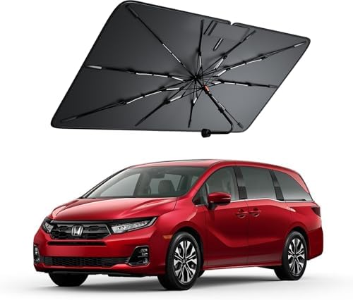 Windshield Sun Shade for Honda Odyssey 2000–2026, Foldable Umbrella Sunshade with 100% UV Block, Multi-Layer Heat Insulation, Reinforced 10-Rib Frame, Keeps Car Cooler, Summer Car Accessory by Amadaw