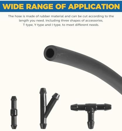 22PCS Windshield Washer Hose Kit,13FT Washer Fluid Hose,6 PCS Hose Connectors,2 Fan Nozzles,Car Accessories Windshield Fluid Hose Replacement,Suitable for Most Car Windshield Fluid Tubing - Image 5