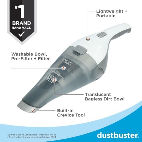 BLACK+DECKER dustbuster Cordless Handheld Vacuum, Portable Car Vacuum Cordless Rechargeable, Wall Mount, Strong Suction QuickClean (HNVC215B10) - Image 3