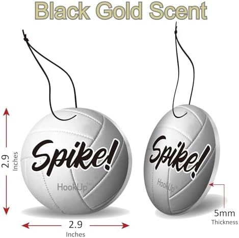 Volleyball Car Air Freshener by HookUp - 2 Pack - Black Gold Scent (Extra Strong) | Unique Volleyball Gift for Players, Coach, Fans | Hanging Car Accessory with Long Lasting Fresheners Smell - Image 2
