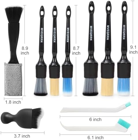 MVEQRRN 10PCS Car Detailing Brush Set,Boars Hair Detail Brush Kit(Black) - Image 2