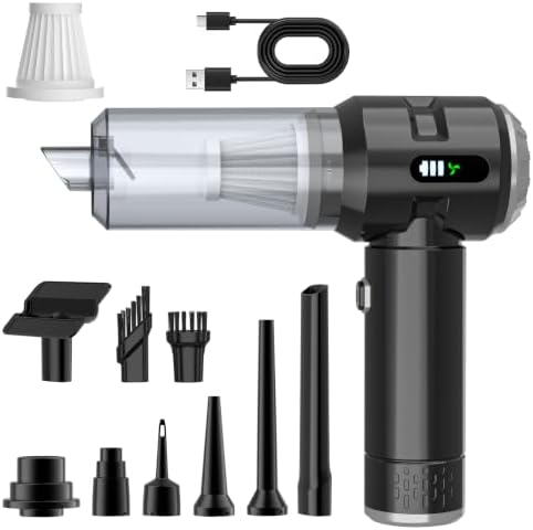 Wansimoo Handheld Car Vacuum Cleaner,25000PA Strong Cyclonic Suction Car Vacuum Portable Cordless with Digital Display Mini Vacuum for Car, Home, Office, Kitchen (Silver) by WANSIMOO