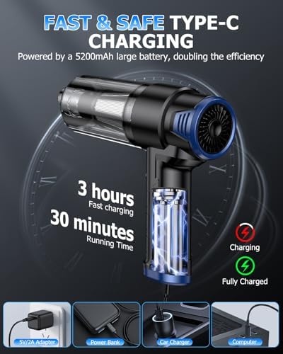 AHNR Handheld Car Vacuum Portable Cordless, 16000PA Hand Vacuum Cleaner - Image 5