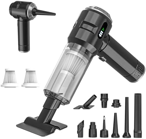 Handheld Vacuum Cleaner Cordless, 23000Pa Powerful Car Mini Vacuum Cleaner, Rechargeable Portable Lightweight dust Catcher for Home Car Carpet Stairs Pet Hair Deep Cleaning（Black-Silvery） by Unknown